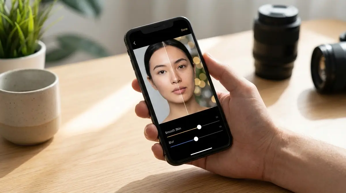 LINEカメラの美肌・ぼかし機能で写真を仕上げる