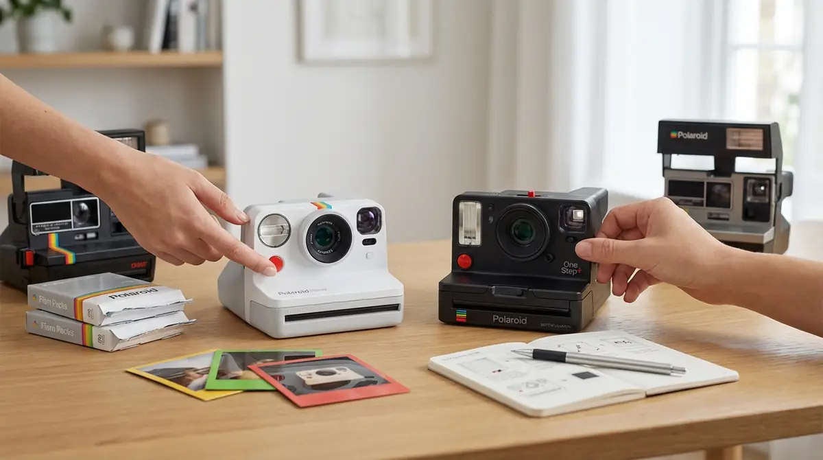 ポラロイドカメラの電源の入れ方と基本設定