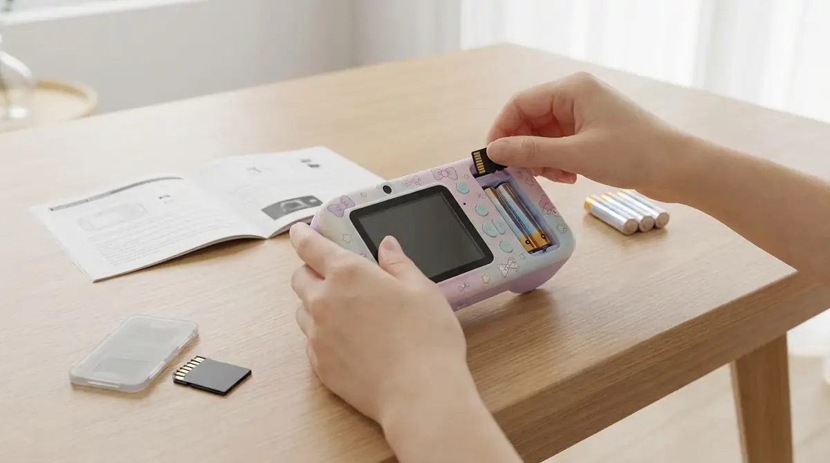 サンリオ トイカメラを使う前の準備｜電池とSDカードのセット方法