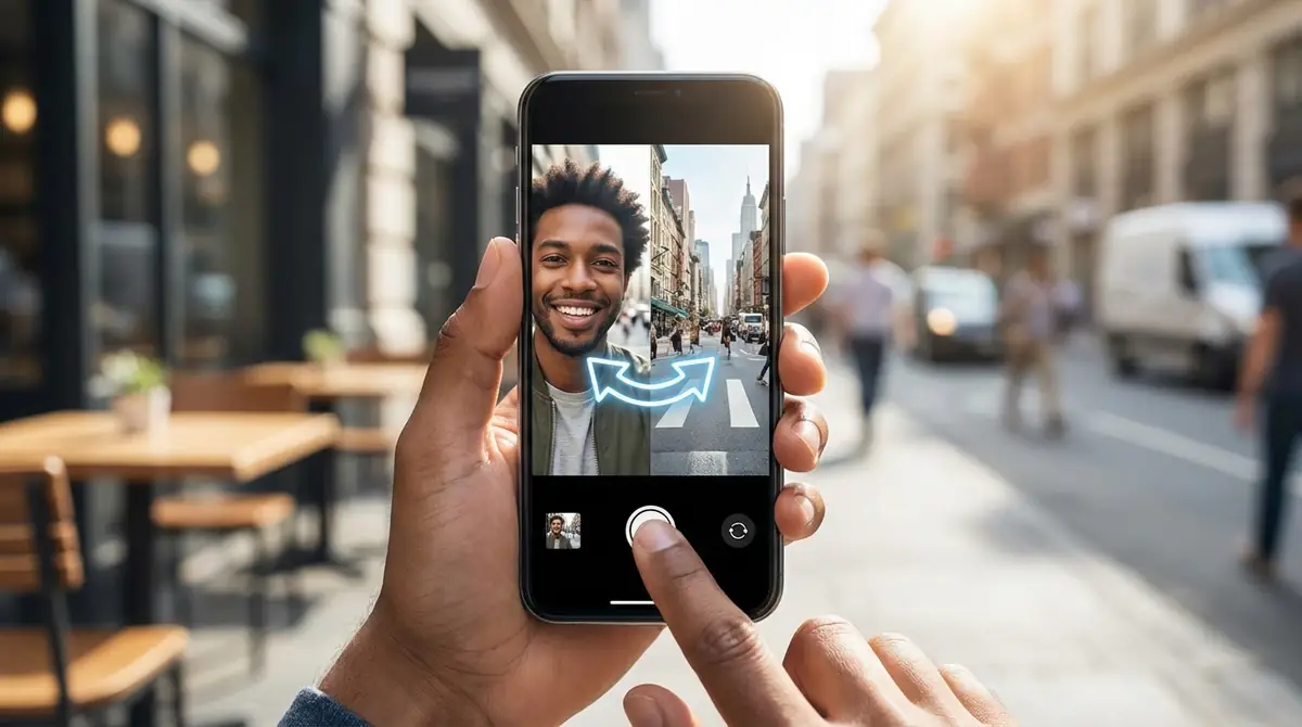 インカメラとアウトカメラを切り替える方法