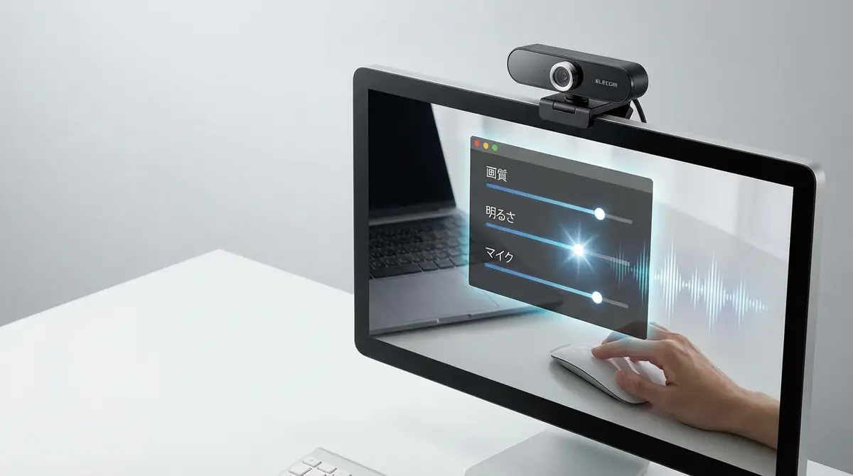 エレコムWebカメラの画質・明るさ・マイクを調整する方法